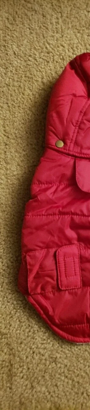 Red Quilted Dog Coat with Faux-Fur Hood